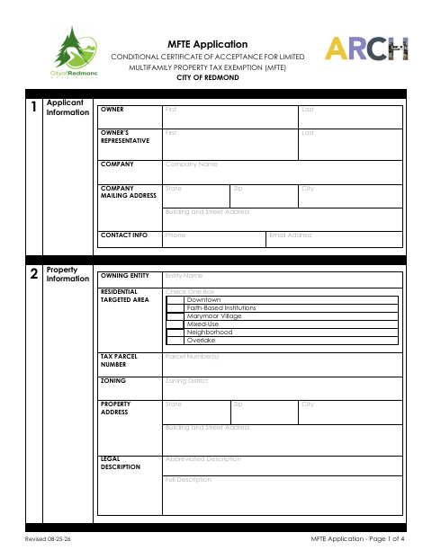 First page of the MFTE Application