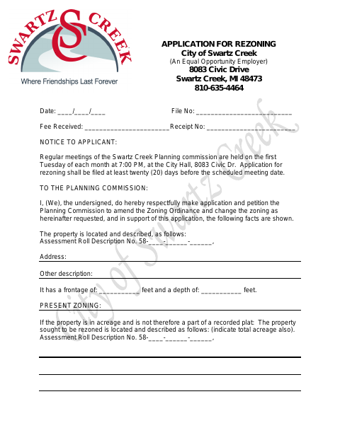 First page of the Application for Rezoning