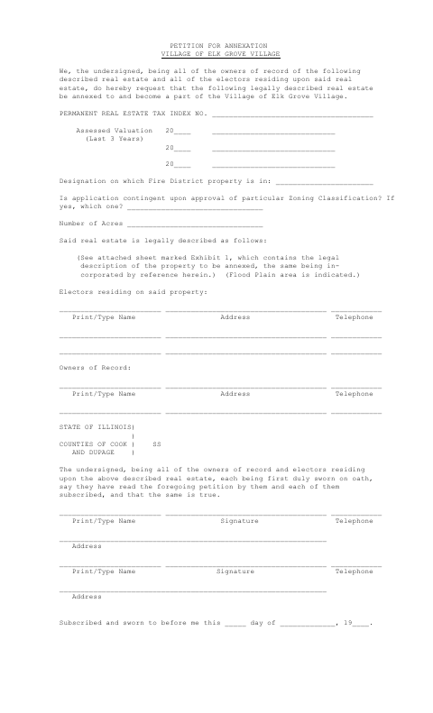 First page of the Petition for Annexation