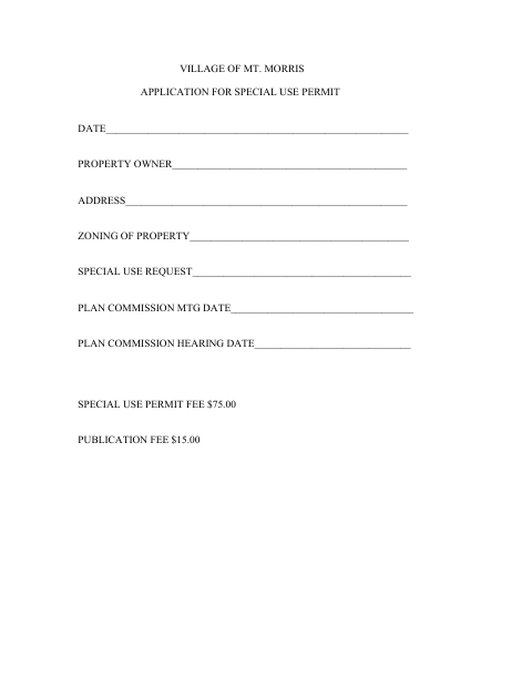 First page of the Special Use Permit Application