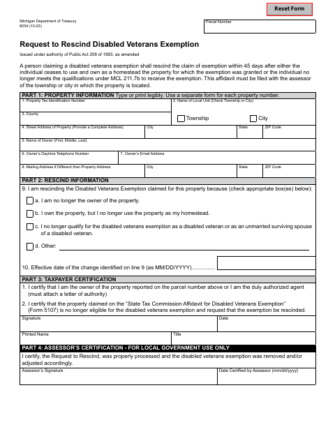 First page of the Rescind Disabled Veterans Exemption