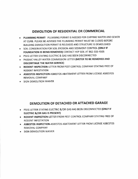 First page of the Demolition Waiver