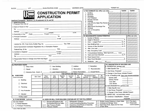 First page of the Building Permit Jacket