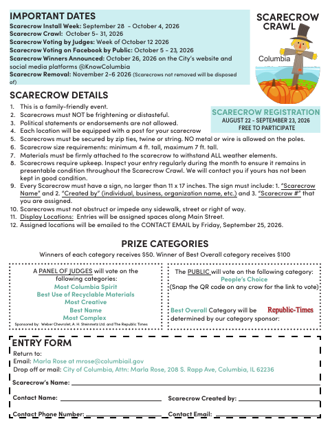 First page of the Scarecrow Crawl Registration