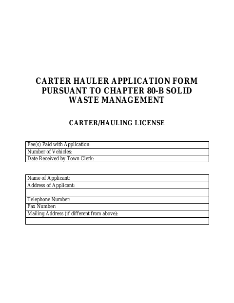 First page of the Carter Hauler Application Form