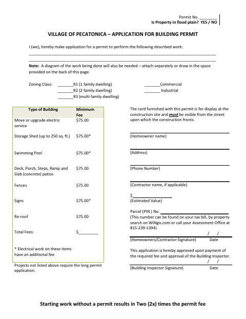 First page of the Building Permit Application