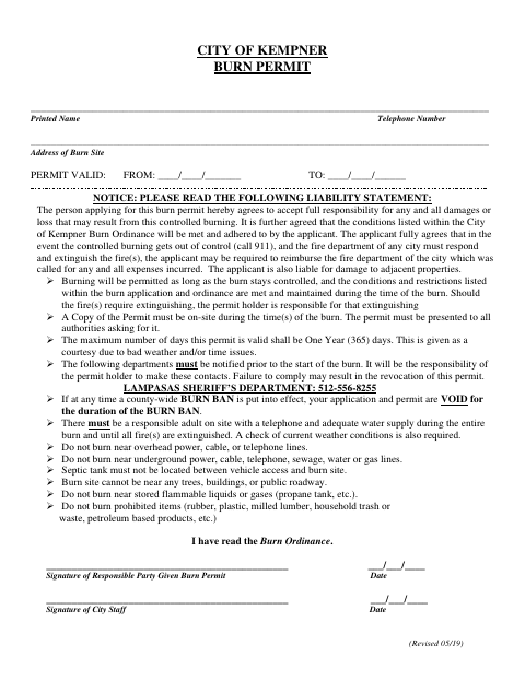 First page of the Burn Permit