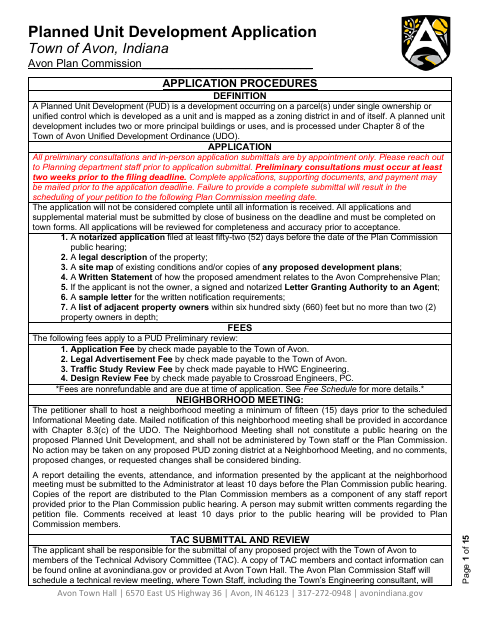 First page of the Planned Unit Development Preliminary Application
