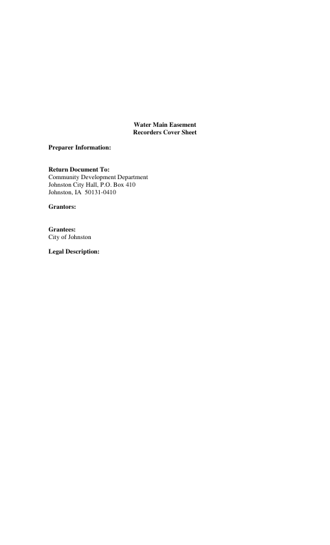First page of the Water Main Easement