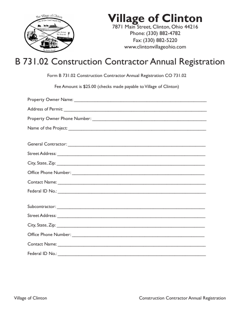 First page of the Construction Contractor Annual Registration