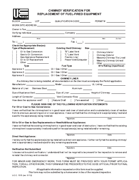 First page of the Chimney Verification Form