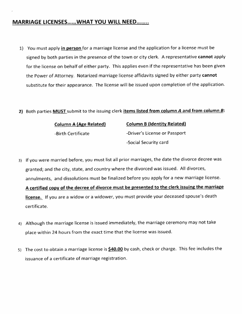First page of the Marriage Application Form