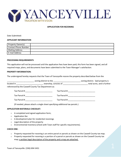 First page of the Application for Rezoning