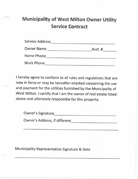 First page of the Utility Service and Indemnification Rental Properties Agreement