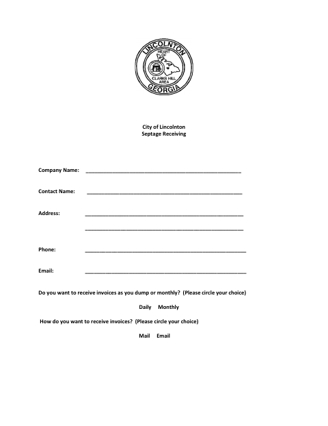 First page of the Septage Receiving Company