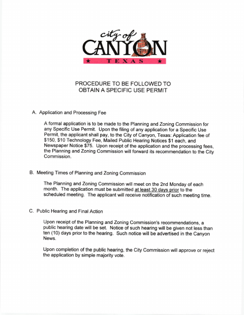 First page of the Application for a Specific Use Permit