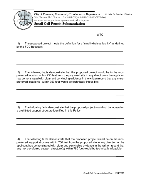 First page of the Small Cell Permit Substantiation