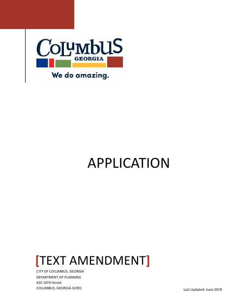 First page of the Text Amendment Application