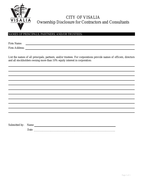 First page of the Ownership Disclosure for Contractors and Consultants