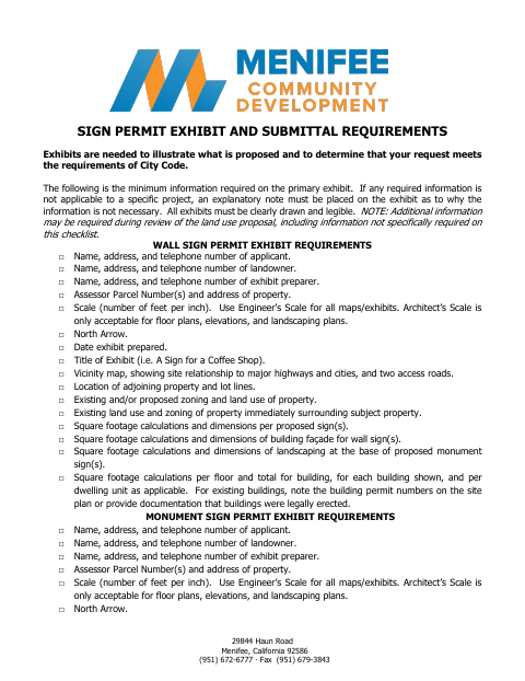First page of the Sign Permit Application