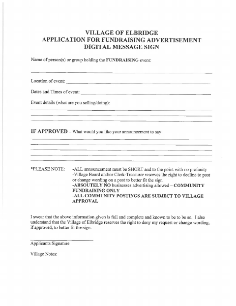 First page of the Digital Message Sign Application