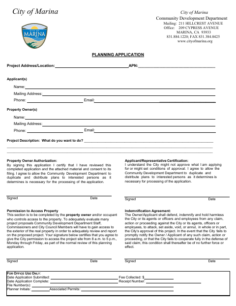 First page of the Planning Application
