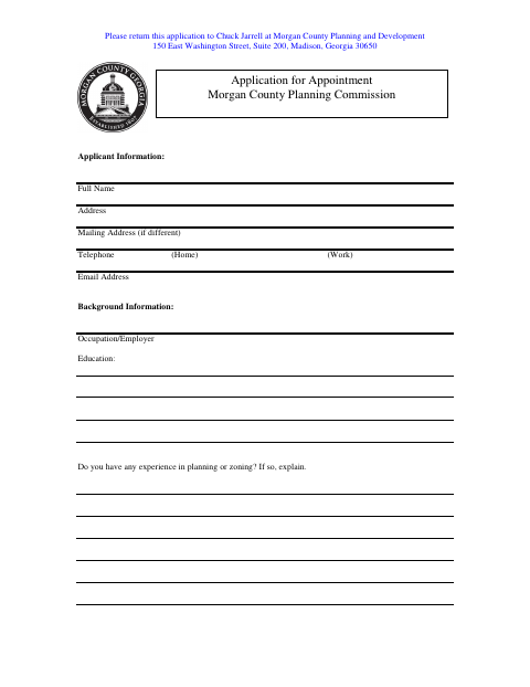 First page of the Planning Commission Appointment Application