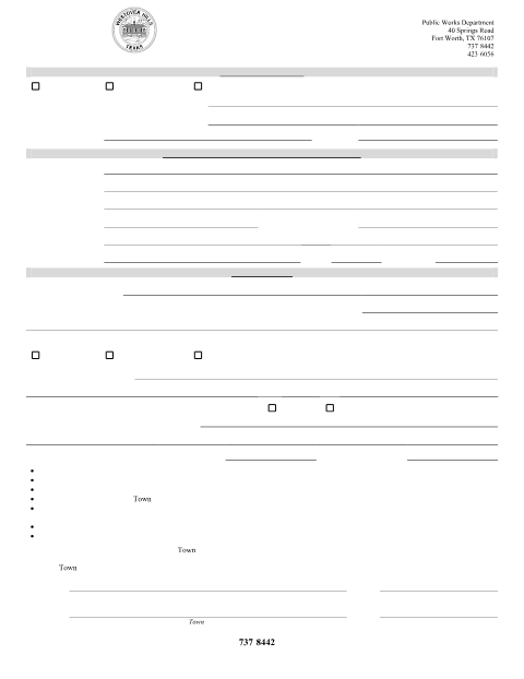 First page of the Public Right-of-Way Permit Application