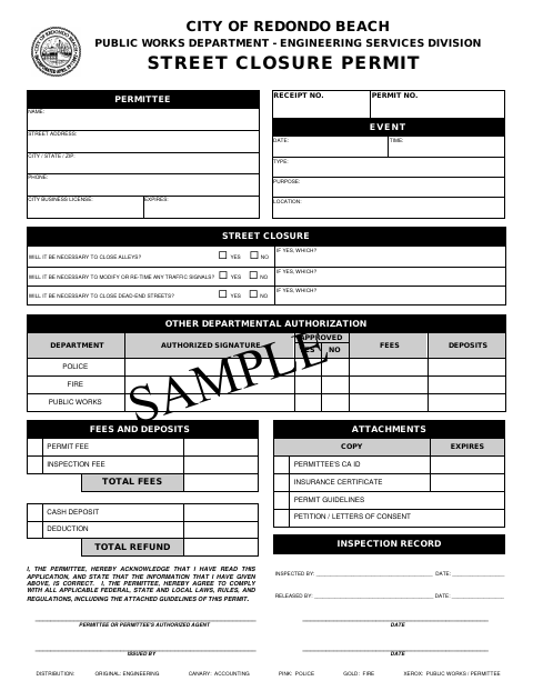 First page of the Street Closure Permit