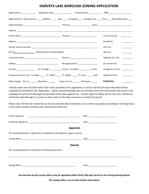 First page of the Zoning Application