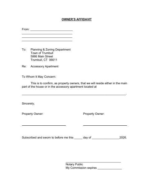 First page of the Special Permit Owner Affidavit