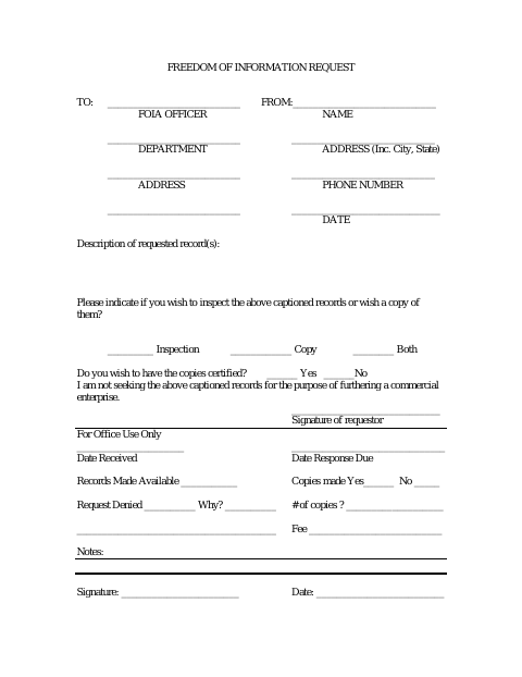 First page of the Freedom of Information Request