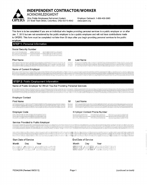 First page of the Vendor Registration Form
