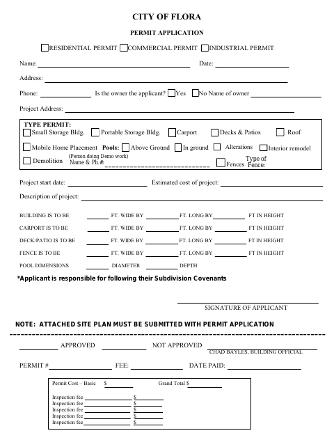 First page of the Permit Application