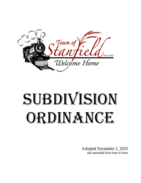 First page of the Subdivision Ordinance Plat Certificate