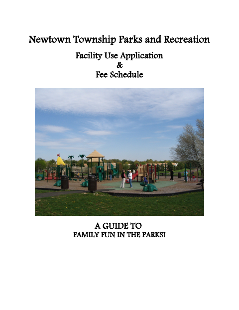 First page of the Parks and Recreation Facility Use Application