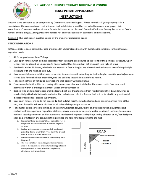First page of the Fence Permit Application