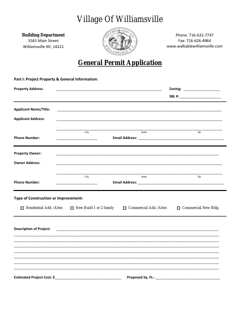 First page of the General Permit Application