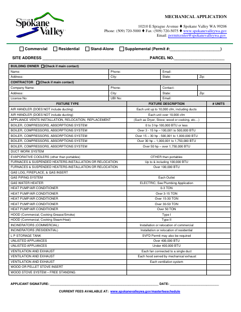First page of the Mechanical Application