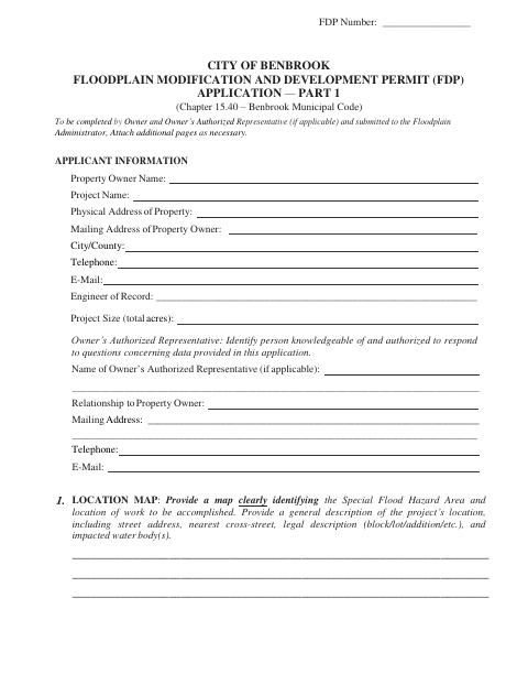 First page of the Floodplain Modification and Development Permit Application