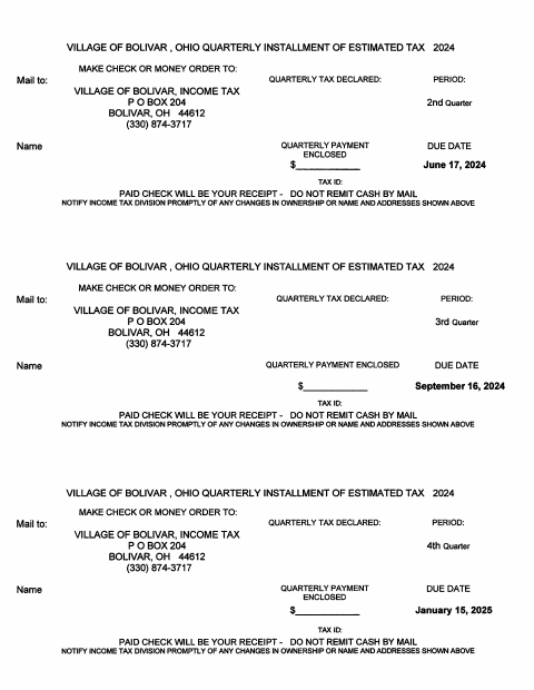 First page of the 2024 Estimated Tax Payment Vouchers