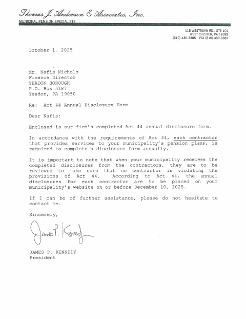First page of the Act 44 Annual Disclosure Form