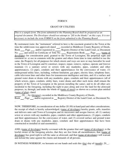 First page of the Grant of Utilities