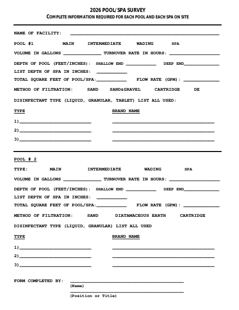 First page of the Pool/Spa Survey