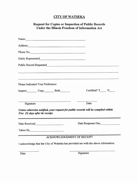 First page of the FOIA Request
