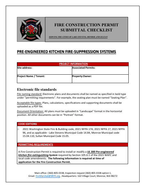First page of the Pre-Engineered Kitchen Fire-Suppression Systems