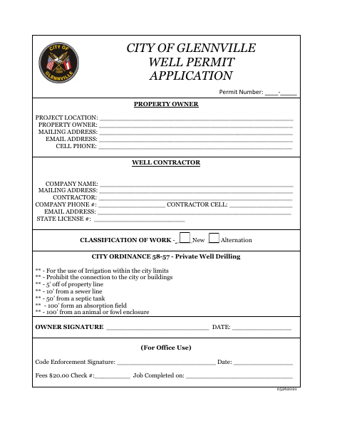 First page of the Well Drilling Permit Application