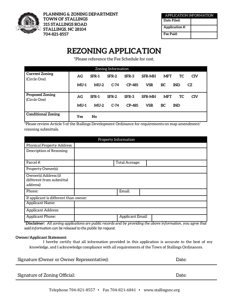 First page of the Rezoning Application