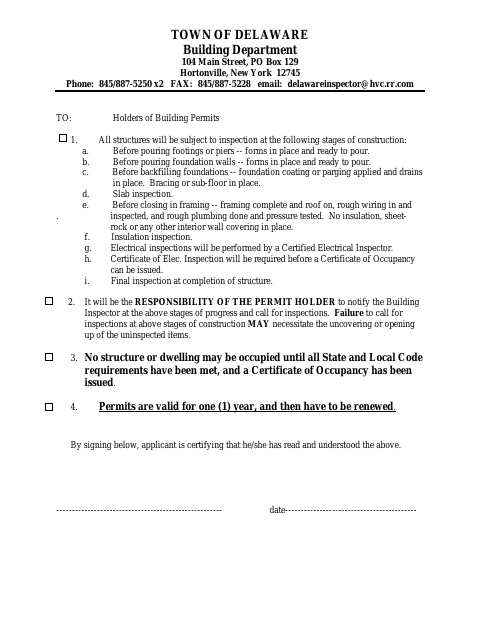 First page of the Inspection Notification