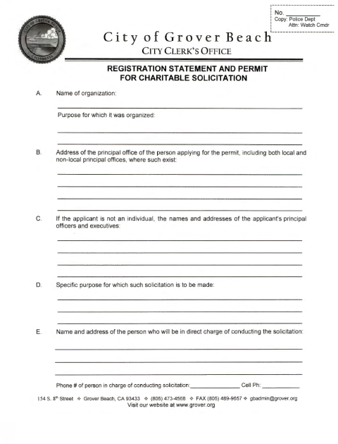 First page of the Registration Statement and Permit for Charitable Solicitation